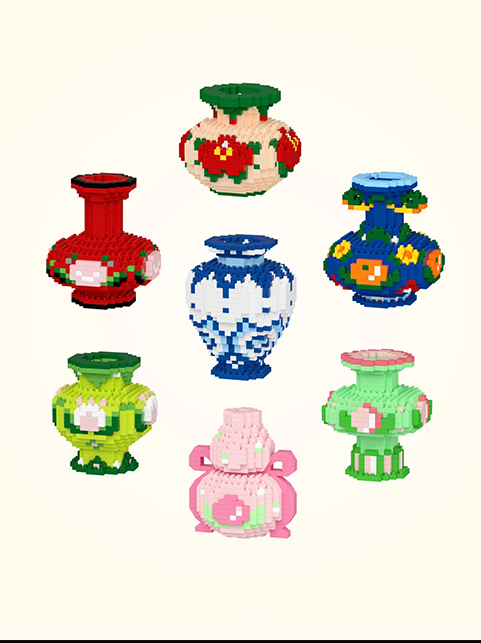 DIY Pixel Building Blocks Vase Kit | Creative 3D Flower Vase Set | Colorful Pixel Brick Flower Vases | Buy 2 get 3