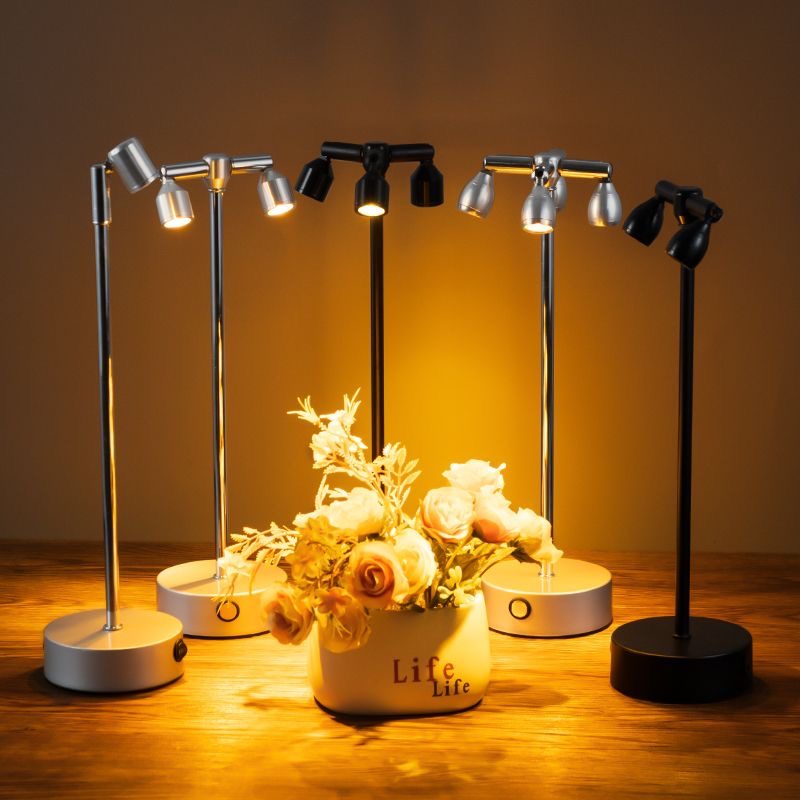 Rechargeable Spotlight Table Lamp | Dual & Quad Head Designs with Adjustable Angles