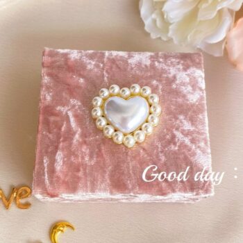 Luxury Velvet Ring Box | Soft Pink Design with Pearl and Gold Embellishments