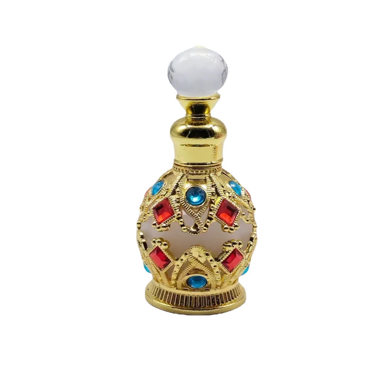 Elegant Glass Perfume Bottle | Refillable Vintage Style with Colorful Rhinestones