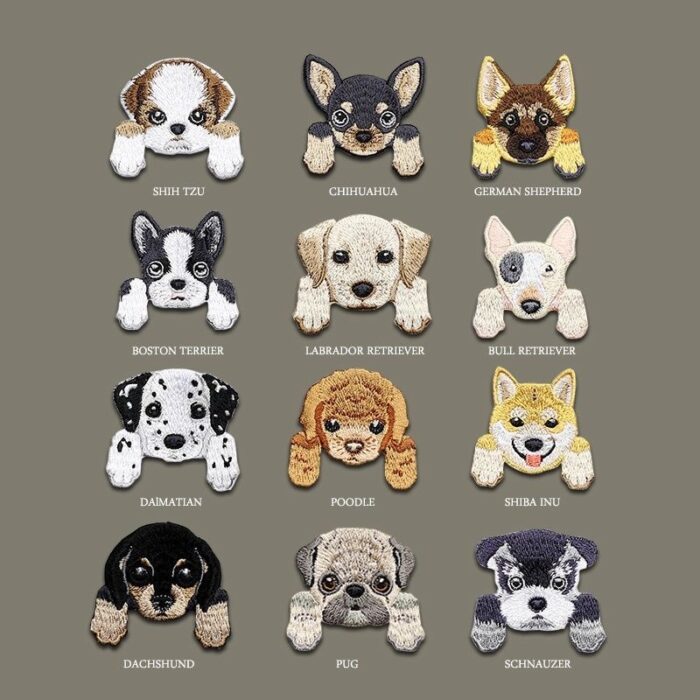Cute Dog Head Embroidery Patches | Customizable for Clothing & Accessories