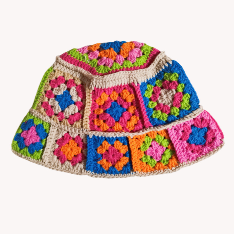 Handcrafted Colorful Crochet Bucket Hat | Retro Boho Style | Vintage Granny Square Crochet| Artisan Quality, Handcrafted