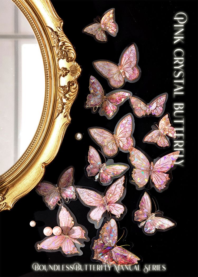 Laser Gold Foil Butterfly Stickers | DIY Craft & Scrapbooking Supplies | Vintage Holographic Butterfly Stickers | DIY Décor & Craft Material