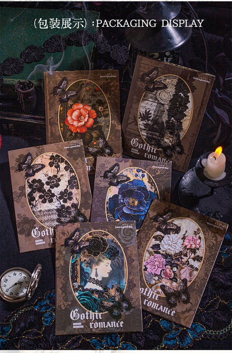 Gothic Romance Vintage Lace Decorative Paper – 6 Unique Hollow-Out Designs for DIY Journaling, Scrapbooking, and Card-Making
