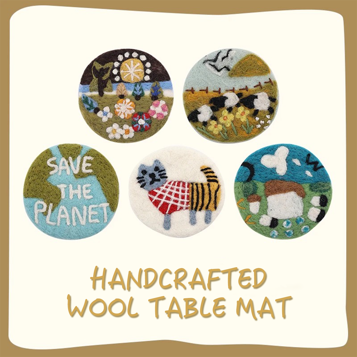 Handcrafted Wool Felt Heat Insulation Coaster | Cute Cartoon Creative Table Mat | Anti-Scald Cup Pad for Home Decor | Multi-Purpose High-Temperature Resistant Tableware Mat